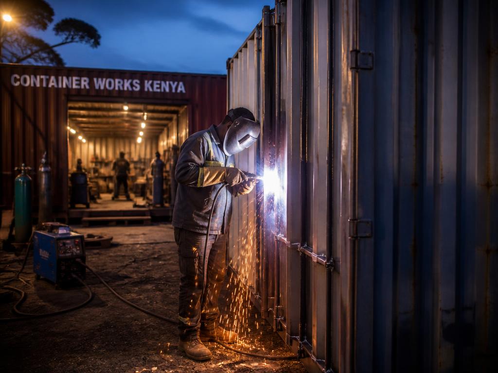 Container fabrication workshop in Kenya